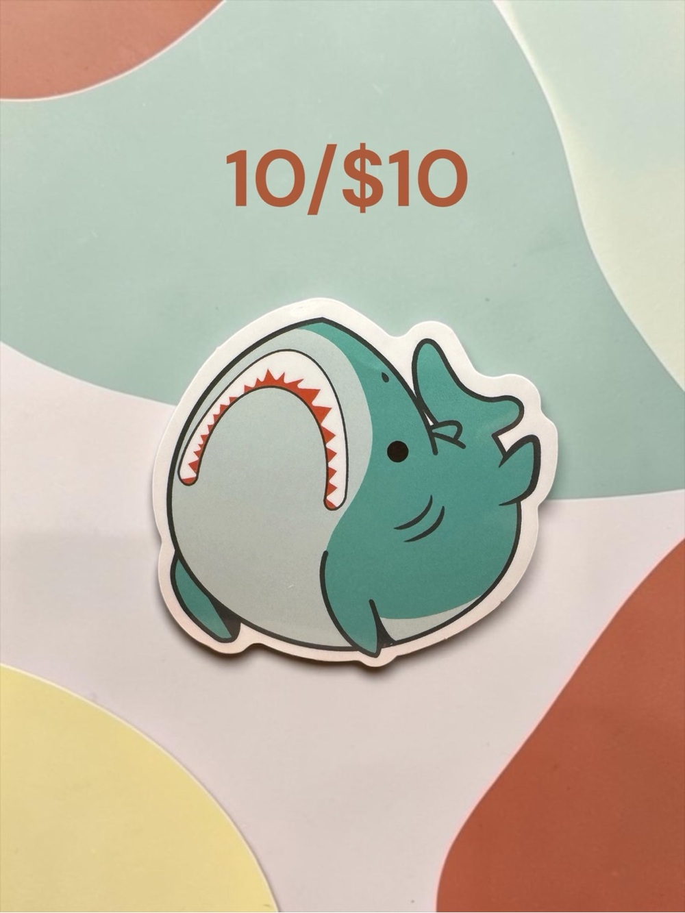 10 / $10 Cute Chubby Shark Sticker - Ocean Beach Kawaii